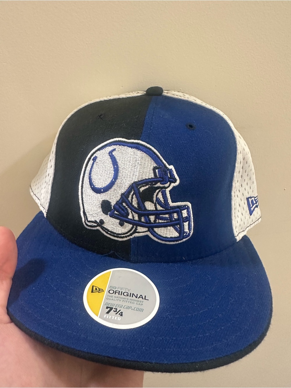 Indianapolis Colts Blue & White Mesh Fitted Hat 7 3/4 vintage y2k rca dome era